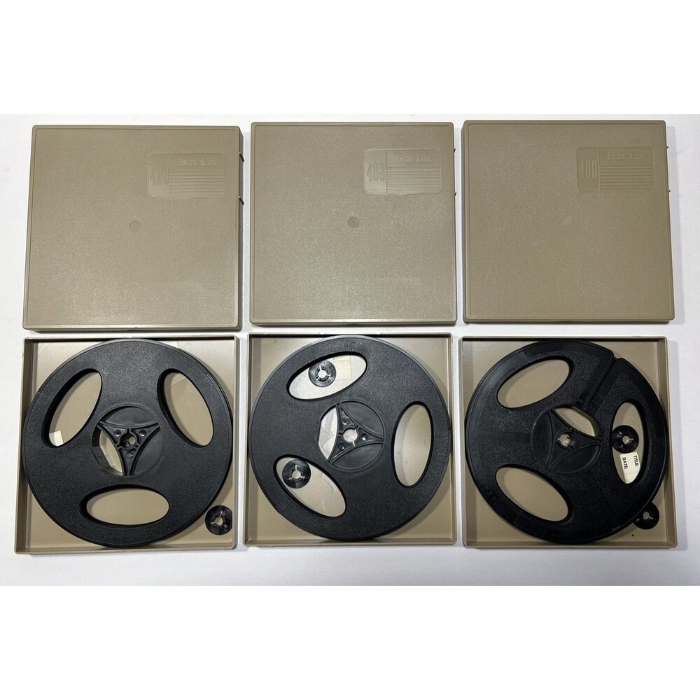 BAIA 400 Foot Black 7" Reels with Hard Tan Cases Lot of 3